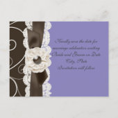 Luxury Blue Lace Ribbon Floral Rett Date Card Ankündigungspostkarte (Rückseite)