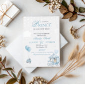 Luxury Blue Little Prince Real Foil Baby Shower  Folieneinladung