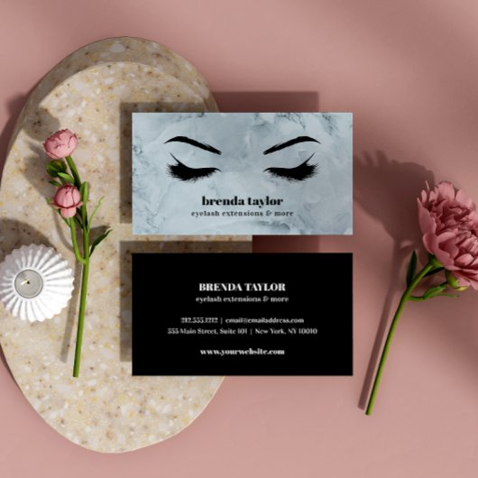 Luxury Blue Marble Eyelash Brow Bar beruflich Visitenkarte