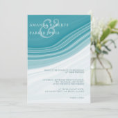 Luxury Blue Marble Wedding Einladung (Stehend Vorderseite)