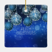 Luxury Blue & Silver Christmas Bauble Keramikornament (Rückseite)