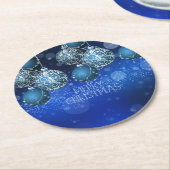 Luxury Blue & Silver Christmas Bauble Runder Pappuntersetzer (Angewinkelt)