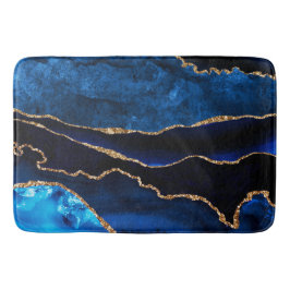 Luxury Blue und Gold Glitzer Agate Badematte