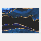 Luxury Blue und Gold Glitzer Agate Birthday Geschenkpapier Set (Vorderseite 3)