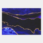 Luxury Blue und Gold Glitzer Agate Happy Birthday Geschenkpapier Set (Vorderseite 3)