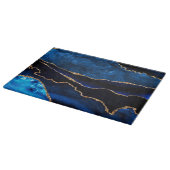 Luxury Blue und Gold Glitzer Agate Schneidebrett (Ecke)