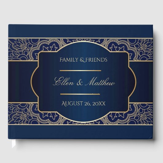 Luxury Blue Wedding Guestbook Gästebuch (Vorderseite)