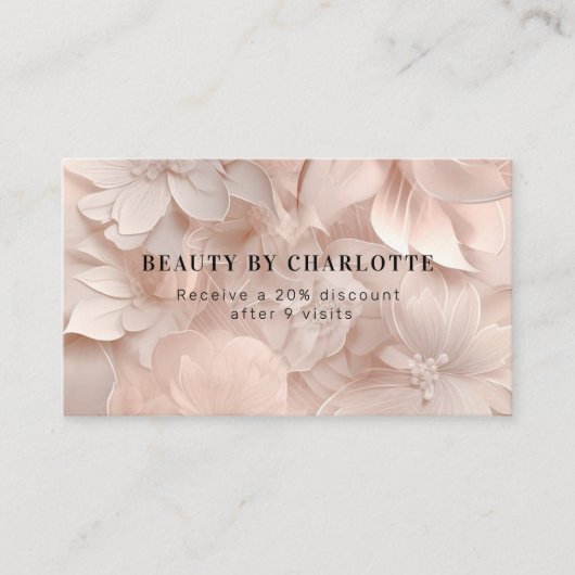 Luxury, Blush-Beige, Flower Salon Loyalty Visitenkarte (Vorderseite)