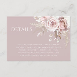 Luxury Blush Floral Botanical Wedding Details Begleitkarte