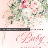 Luxury Blush Floral Gold Baby Shower Invitation Einladung