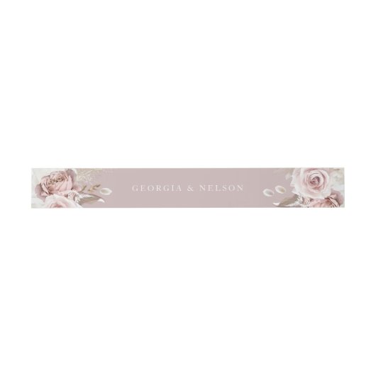 Luxury Blush Floral Wedding Einladungsbanderole (Flach)