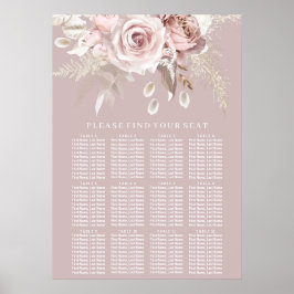 Luxury Blush Floral Wedding Seating Chart Poster