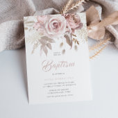 Luxury Blush Flowers Elegant Baptism Einladung
