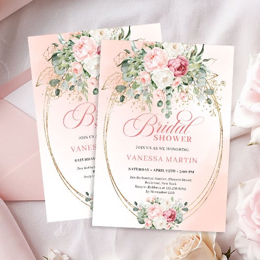 Luxury Blush Pink Bridal Shower Gold Invitation Einladung