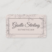 Luxury Blush Pink Floral Script Beauty Esthetician Visitenkarte (Vorderseite)