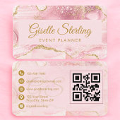 Luxury Blush Pink Gold Event Planner QR Code Visitenkarte