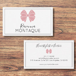 Luxury Blush Rose Bow Thin Border Custom Chic  Visitenkarte