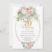 Luxury Blush Roses Digital 70th Birthday Invite Einladung (Vorderseite)