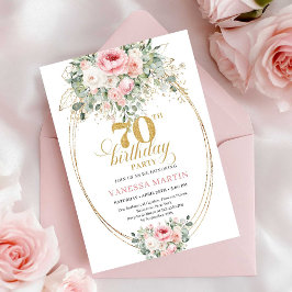 Luxury Blush Roses Digital 70th Birthday Invite Einladung