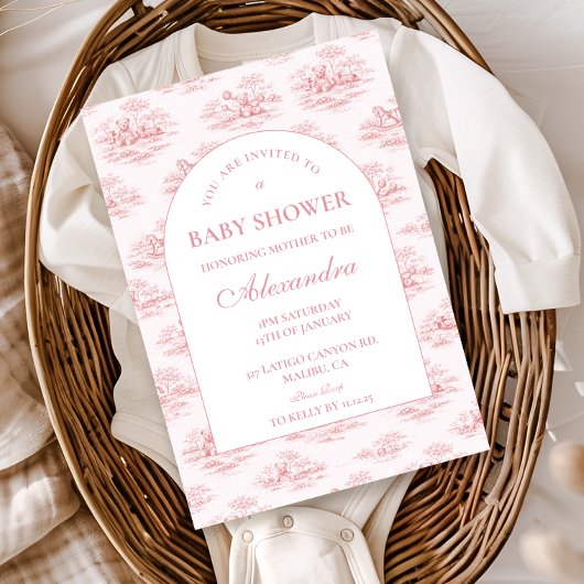 Luxury Blush Toile Baby Shower Einladung