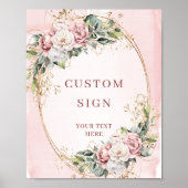 Luxury Bohemian Dusty Pink Eucalyptus Custom Sign Poster (Vorne)