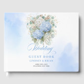 Luxury Boho Blue Hydrangeas Eucalyptus Wedding  Gästebuch (Vorderseite)