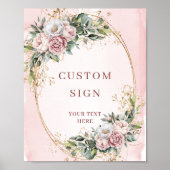 Luxury Boho Blush Pink Greenery Custom Sign Poster (Vorne)