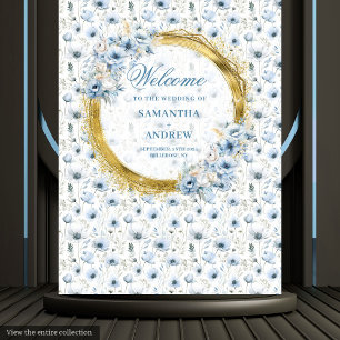 Luxury Boho Dusty Blue Gold Wedding Foto Prop Wandteppich