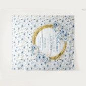 Luxury Boho Dusty Blue Gold Wedding Foto Prop Wandteppich (Vorderseite (Horizontal))