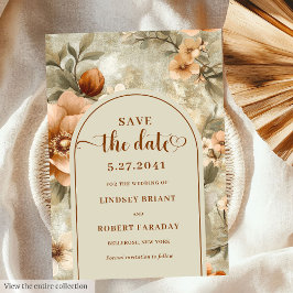 Luxury Boho Earthy Ivory Sage Floral Save the Date Einladung