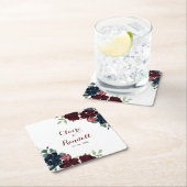 Luxury Boho farbenfrohe Blumenhochzeit Rechteckiger Pappuntersetzer (Vor Ort)