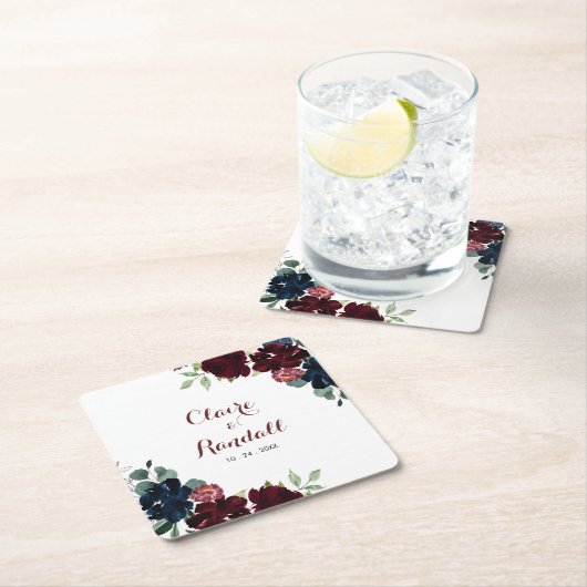 Luxury Boho farbenfrohe Blumenhochzeit Rechteckiger Pappuntersetzer (Vor Ort)