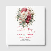Luxury Boho Floral Red White Wedding Guest Book Gästebuch (Vorderseite)