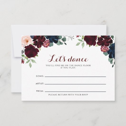 Luxury Boho Floral Wedding Song Request Card RSVP Karte (Vorderseite)