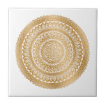 Luxury Boho Imitate Gold Mandala Ornament White Fliese<br><div class="desc">Schöne Luxus Original-Imitate Gold Boho Bohemisch Mandala Ornament auf einem weißen Hintergrund Keramik Fliesen. Bitte beachten Sie,  dass das Gold ein flaches Farbdruckdesign ist und keine echte Goldfolie ist. Die Hintergrundfarbe ist anpassbar und kann auf andere geändert werden.</div>