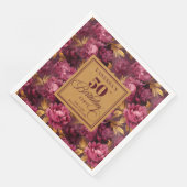 Luxury Boho Marsala Blush Gold 50. Geburtstag Serviette (Ecke)