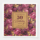 Luxury Boho Marsala Blush Gold 50. Geburtstag Serviette (Vorderseite)