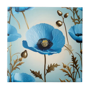 Luxury Botanical Blue Poppy Fliese