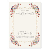 Luxury Botanical Floral Paisley Wedding Place Card Tischnummer (Vorderseite)
