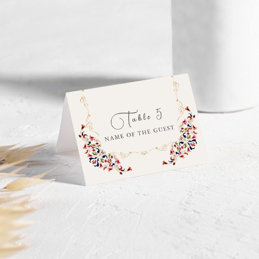 Luxury Botanical Floral Paisley Wedding Place Card Tischnummer