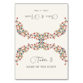 Luxury Botanical Floral Paisley Wedding Place Card Tischnummer (Vorderseite)