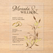 Luxury Botanical Gold Wedding Acryleinladungen (Vorderseite)