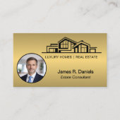 Luxury Brass Gold Real Estate Chic Professional Visitenkarte (Vorderseite)