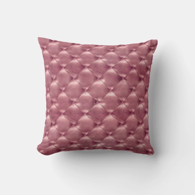 Luxury BrightPink Rose Tufted Leather Opulent Glam Kissen (Vorderseite)