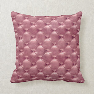 Luxury BrightPink Rose Tufted Leather Opulent Glam Kissen