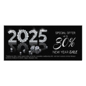 Luxury Brilliant Diamonds New Year 2025 Discount Werbekarte (Vorne)