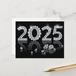 Luxury Brilliant Diamonds New Year 2025 Feiertagspostkarte