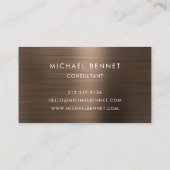 Luxury Bronze Brown Metallic Monogram Consultant Visitenkarte (Rückseite)
