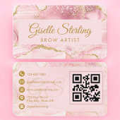 Luxury Brow Artist Gold Agate QR Code Visitenkarte