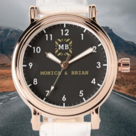 Luxury brow Monogram couple name Armbanduhr
